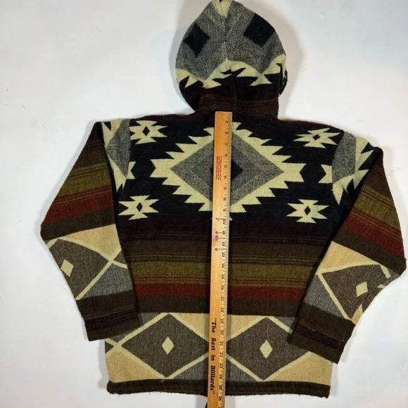 VINTAGE Unisex Men's Native American Southwestern Zip Up Sweater sz Sm Alpaca - Picture 5 of 8